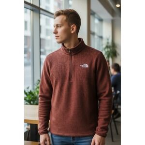 Rare north face Quarter Zip  Sweater Vintage - Red Large- Size L men